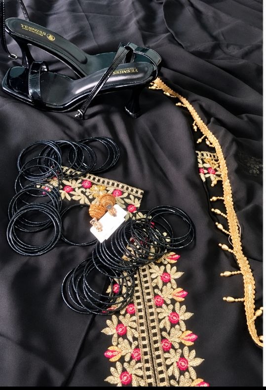 Elegant Black Embroidered Suit