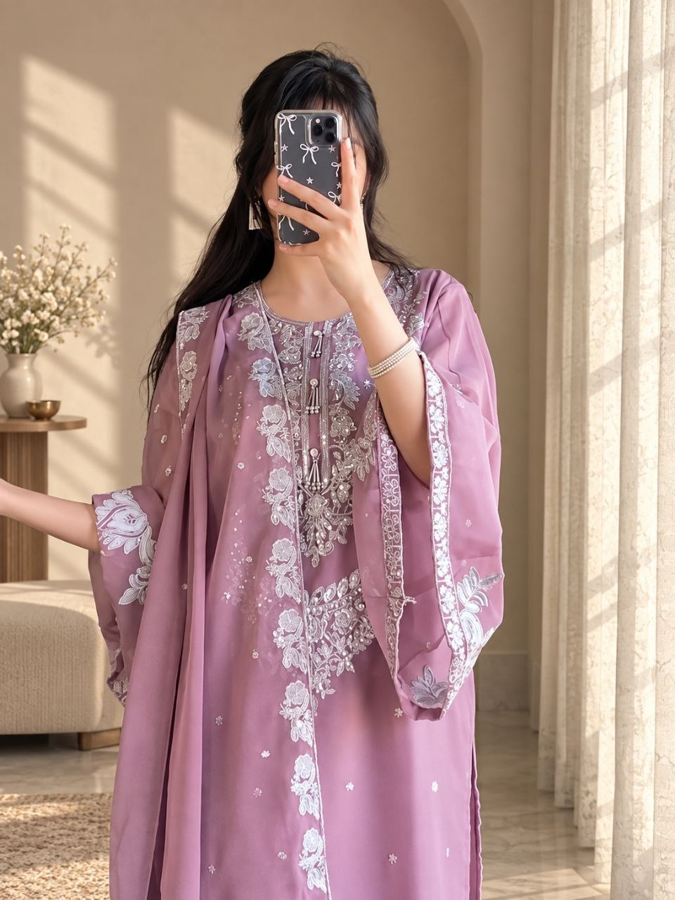 ZAARYN's Noor-e-Gul Heavy Zari Sequence Embroidered 3-Piece Suit Set
