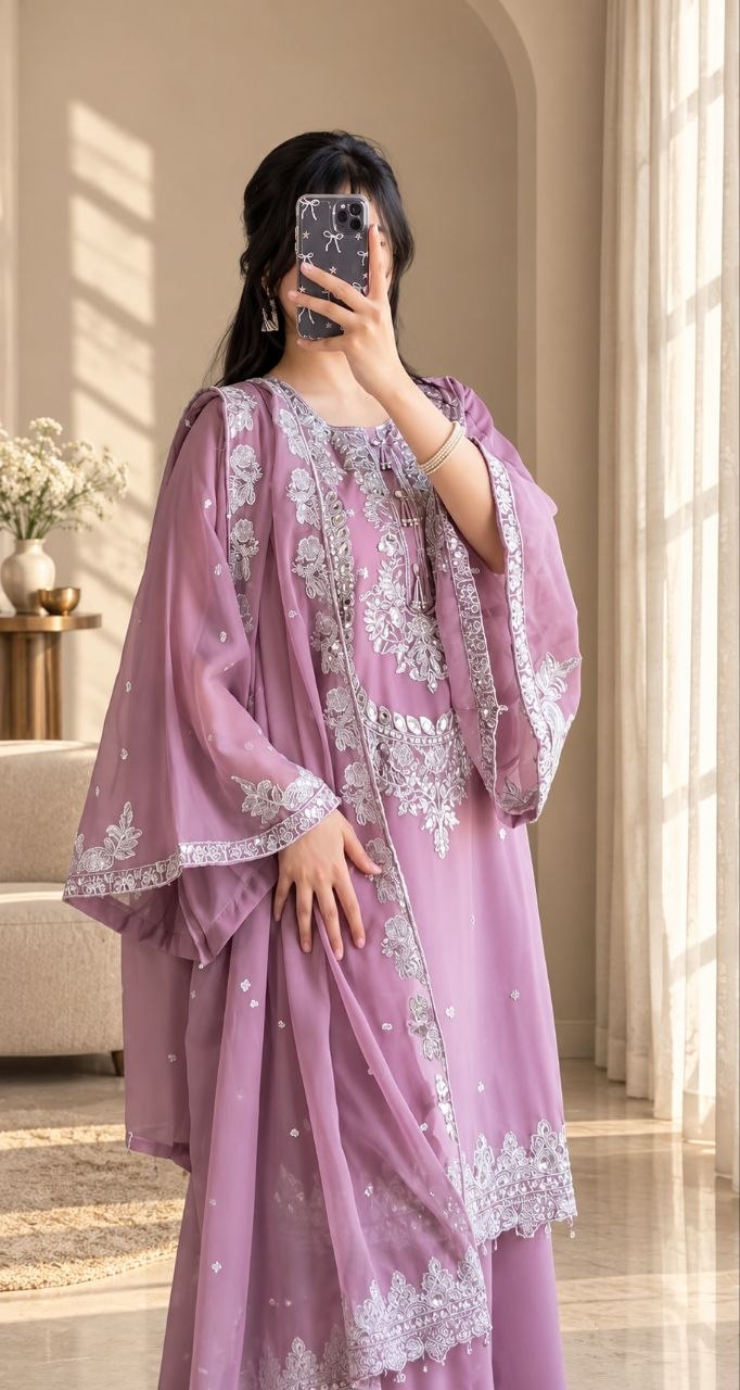 ZAARYN's Noor-e-Gul Heavy Zari Sequence Embroidered 3-Piece Suit Set