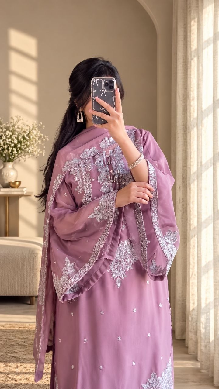 ZAARYN's Noor-e-Gul Heavy Zari Sequence Embroidered 3-Piece Suit Set