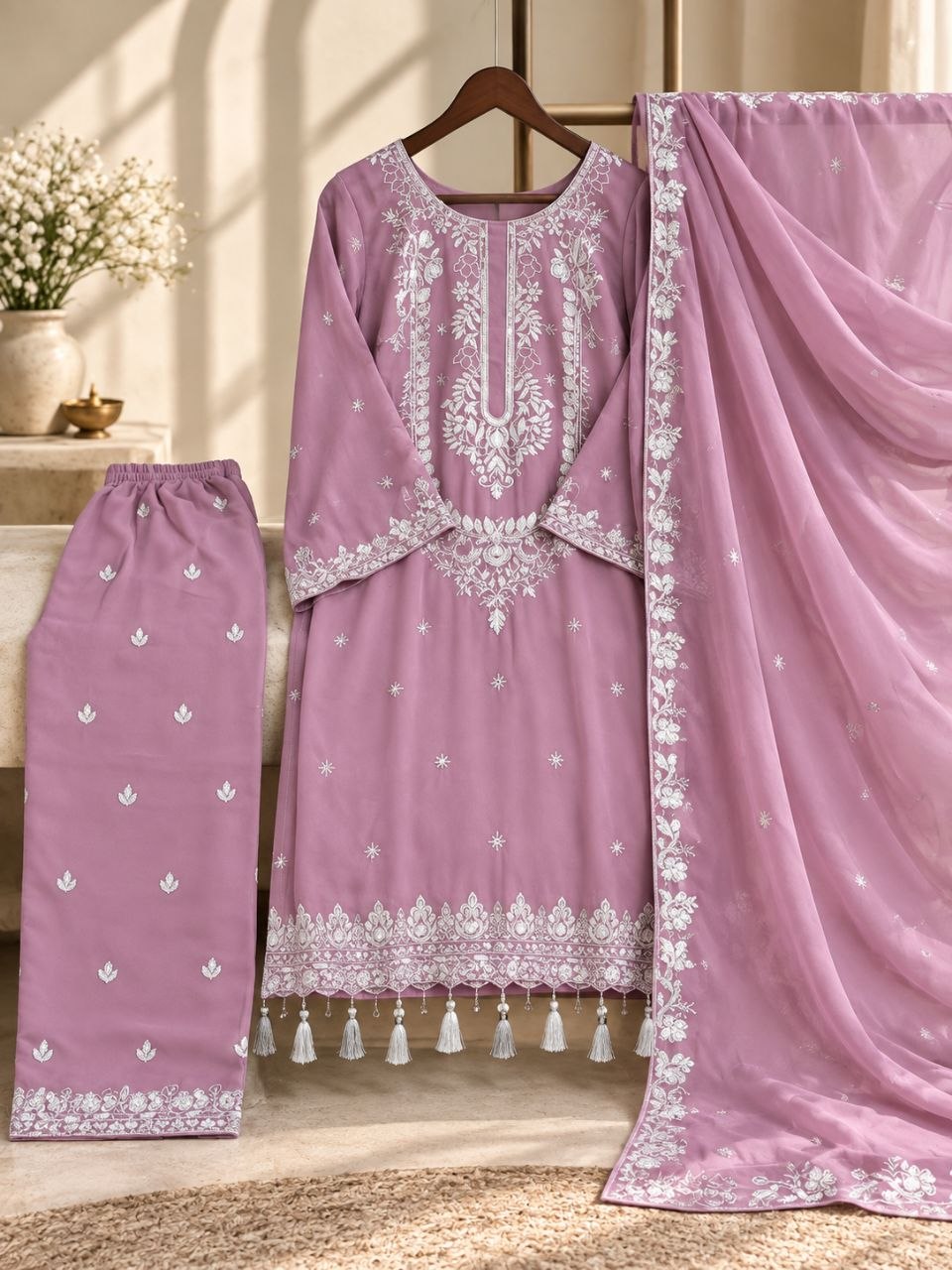ZAARYN's Noor-e-Gul Heavy Zari Sequence Embroidered 3-Piece Suit Set