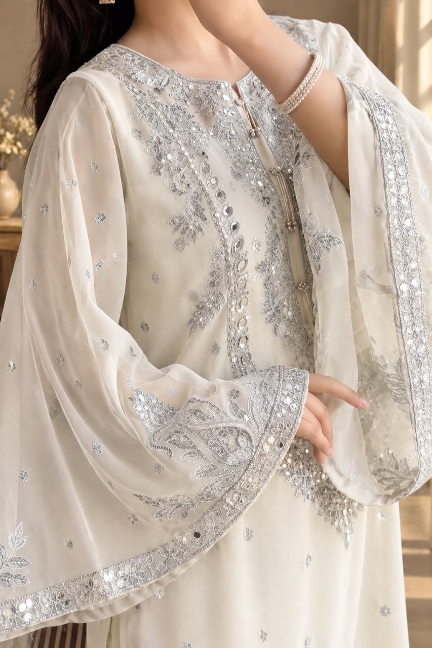ZAARYN's Noor-e-Gul Heavy Zari Sequence Embroidered 3-Piece Suit Set