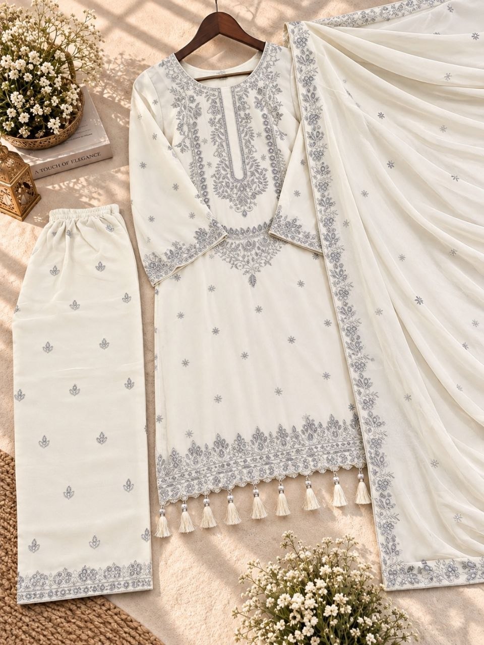 ZAARYN's Noor-e-Gul Heavy Zari Sequence Embroidered 3-Piece Suit Set