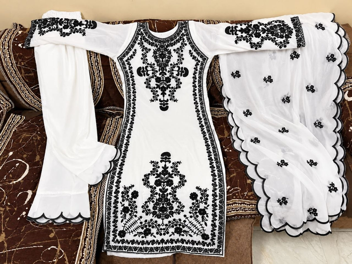 Absolutely Stunning White Chikankari Set
