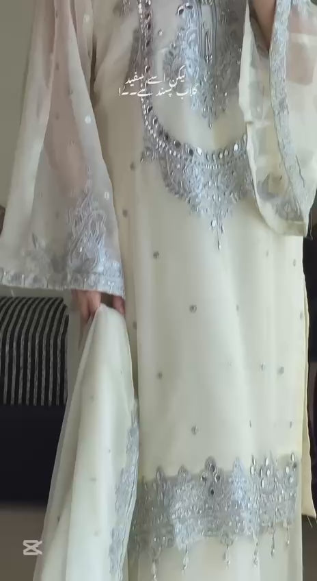 ZAARYN's Noor-e-Gul Heavy Zari Sequence Embroidered 3-Piece Suit Set