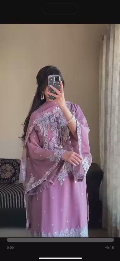 ZAARYN's Noor-e-Gul Heavy Zari Sequence Embroidered 3-Piece Suit Set